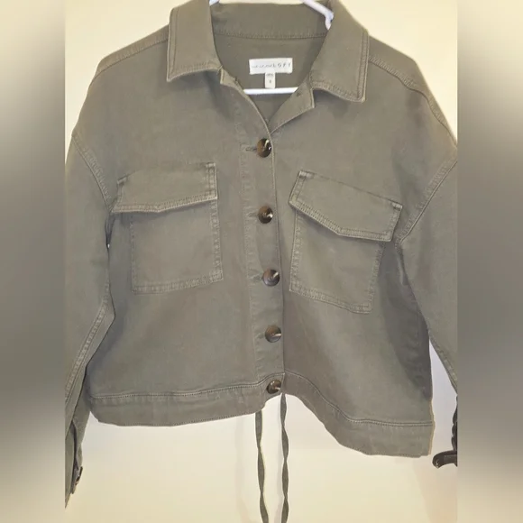 Loft Olive Green Women's Utility Jean Jacket Size: Small - Picture 5 of 8